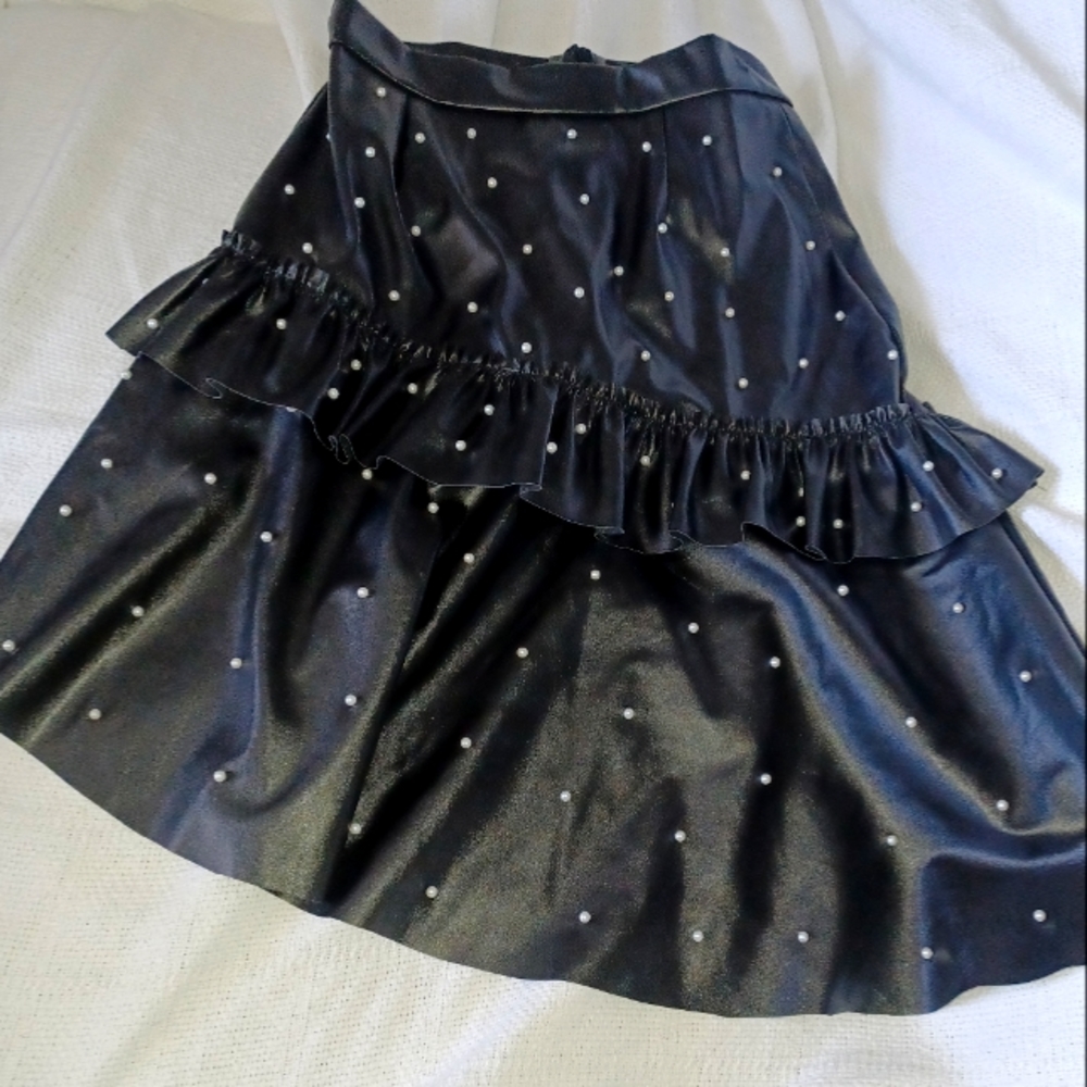 LeatherLike Pearl accented Skirt